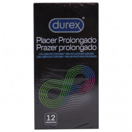 DUREX PLACER PROLONGADO CON LUBRICANTE PERFORMA PARA UN PLACER MÁS DURADERO 12U.