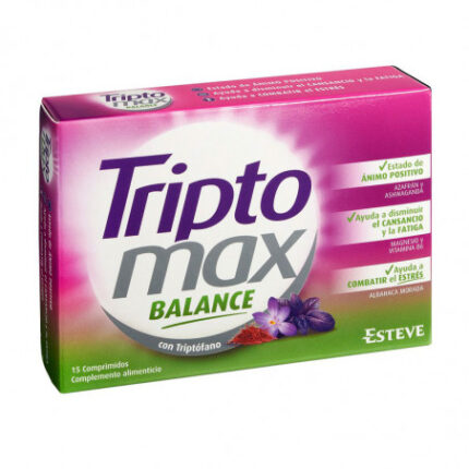 En Farmacia Perea Ruiz disponemos del complemento alimenticio Tripto max balance. Tiene numerosos beneficios, estado de ánimo positivo, ayuda a disminuir el cansancio y la fatiga y ayuda a combatir el estrés.